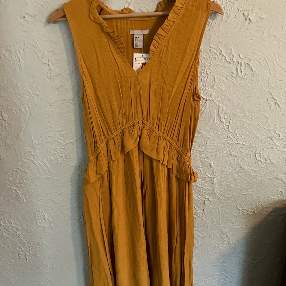 Women's Mustard Ruffle Dress